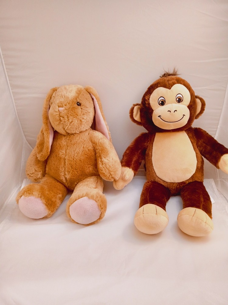 Lot Of 2 Build A Bear Monkey Plush & Brown Rabbit Stuffed Animals