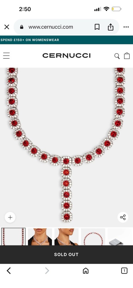 Cernucci Ruby Red Iced Out Necklace Brand New