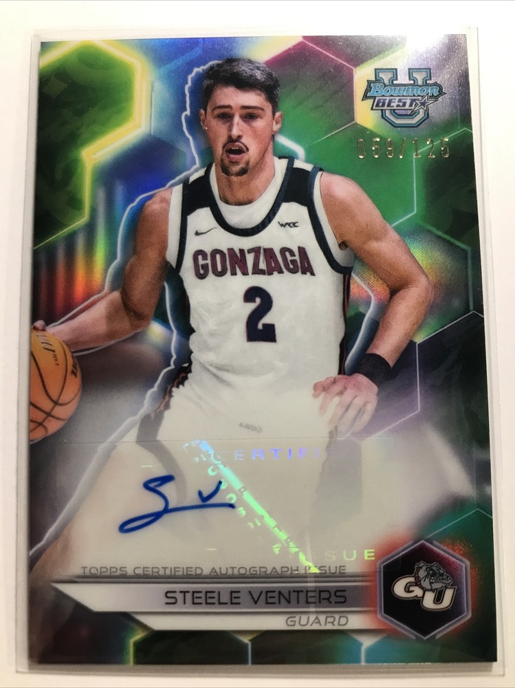 Steele Venters 2023-24 Bowmans Best U RC ROOKUE AUTO REFRACTOR SP GONZAGA /125