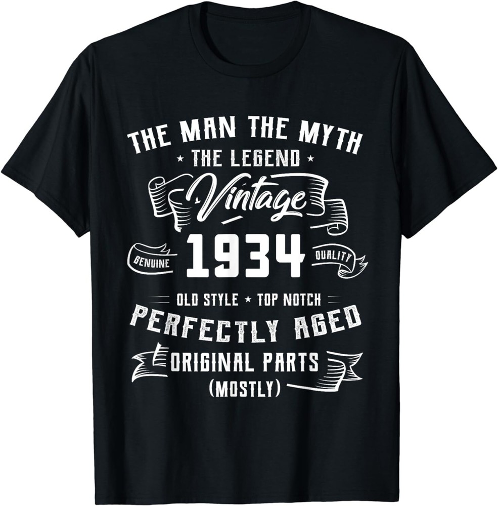 NEW LIMITED Man Legend 1934 90th Birthday Tee For 90 Years Old T-Shirt S-3XL