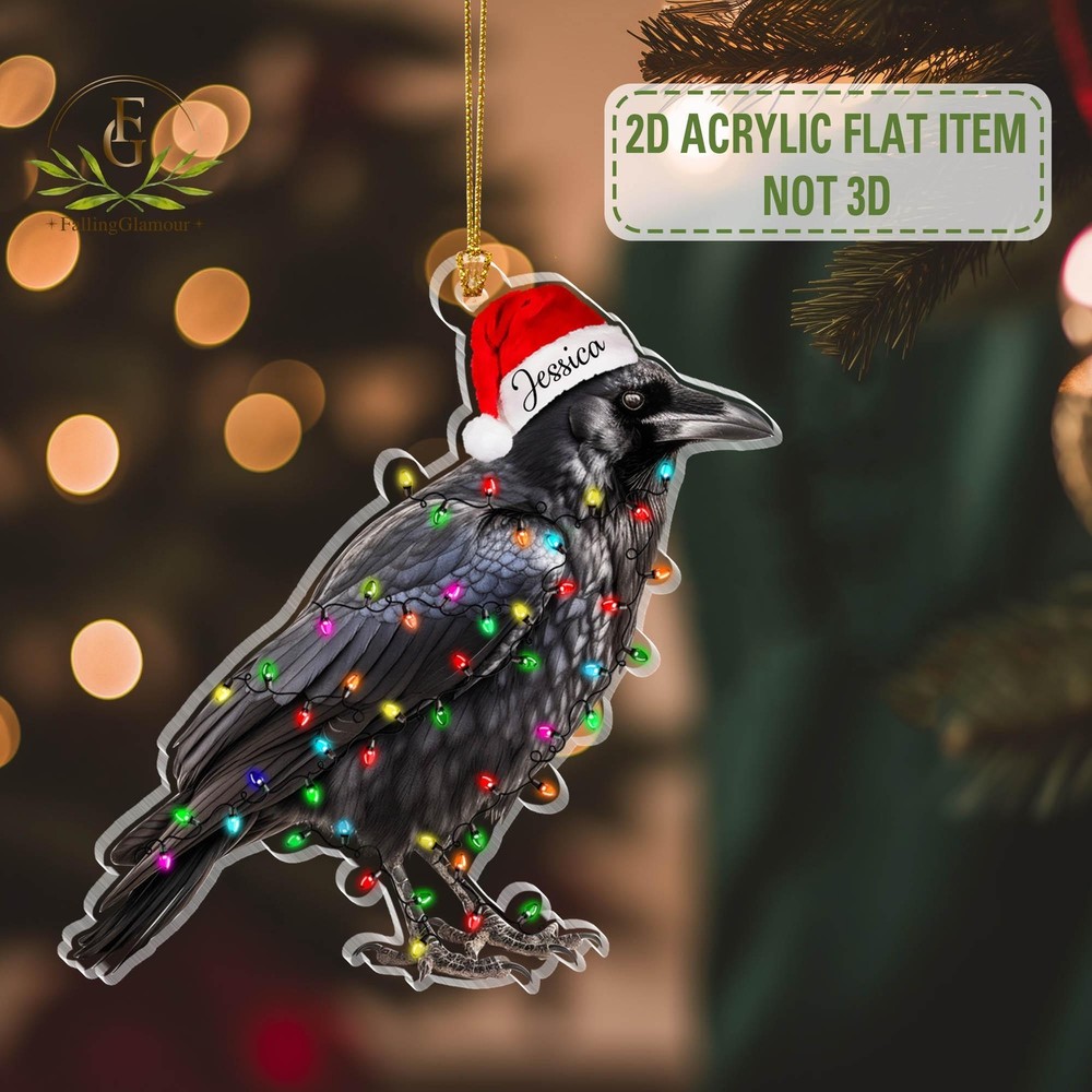Crow Christmas Acrylic Ornament  2D Flat Acrylic Ornament Not 3D  Custom