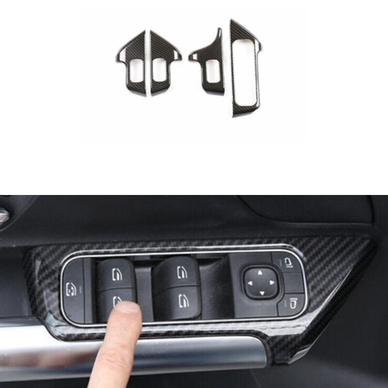 ABS Carbon Fiber Window Lift Lock Switch Panel Trim For Benz GLA W156 2021-2024