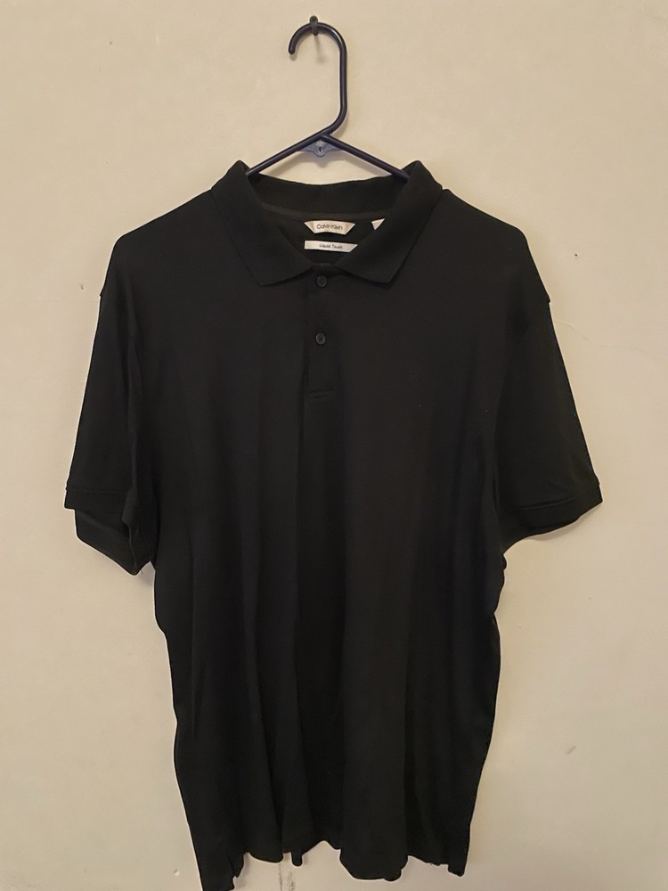 Calvin Klein Liquid Touch Polo Shirt Black Men’s Size L/G Short Sleeve Casual