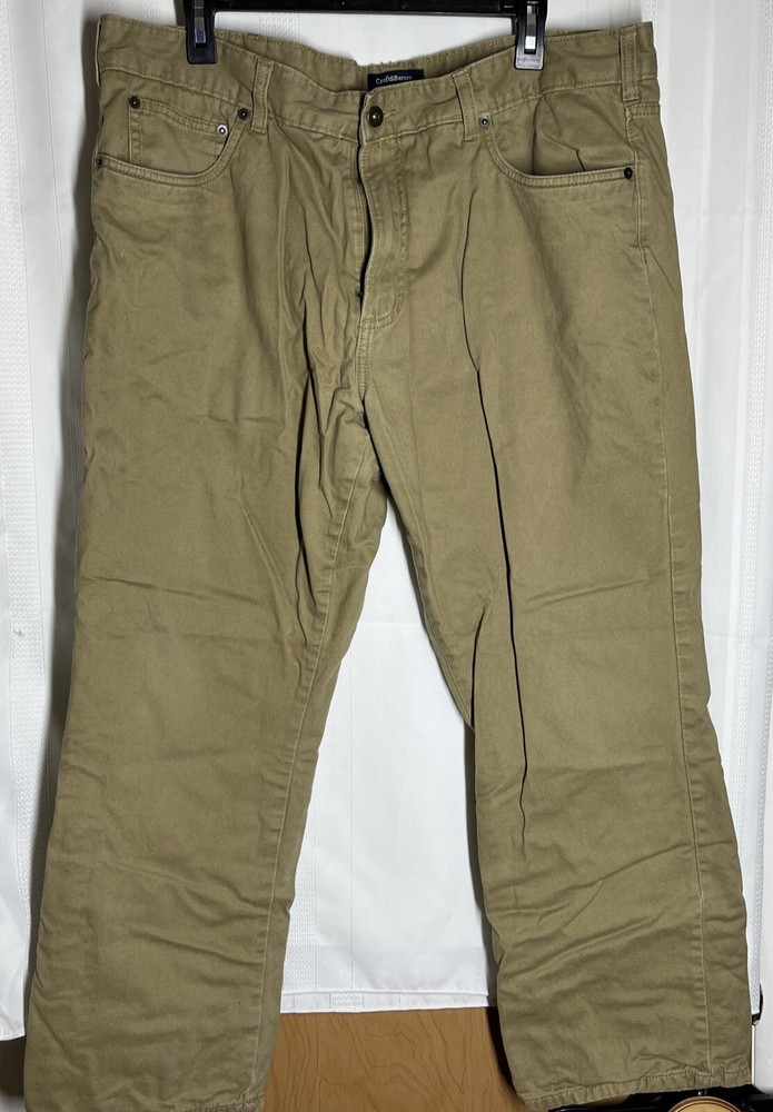 Croft & Barrow Chino Pants Mens Size 38x30 Khaki 100% Cotton Lined Warm