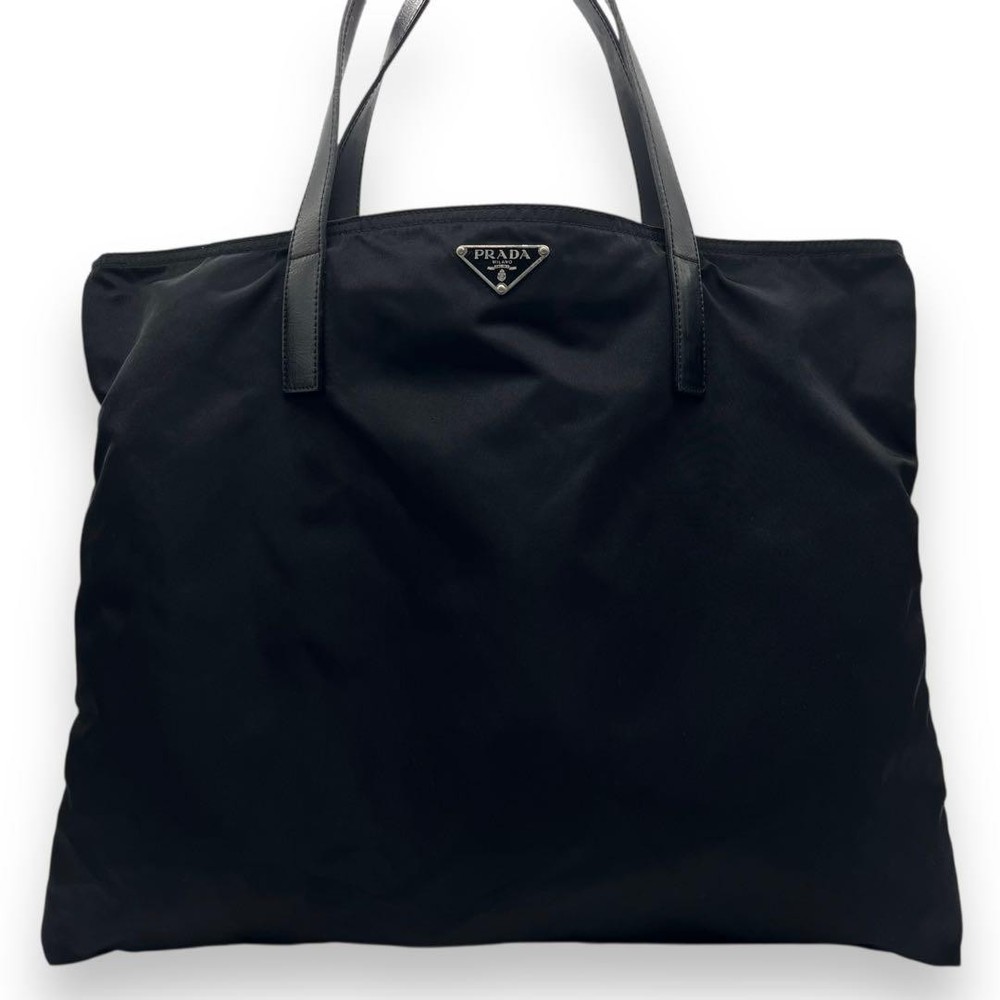 Prada Black Nylon Tote Bag with Logo for A4 Storage
