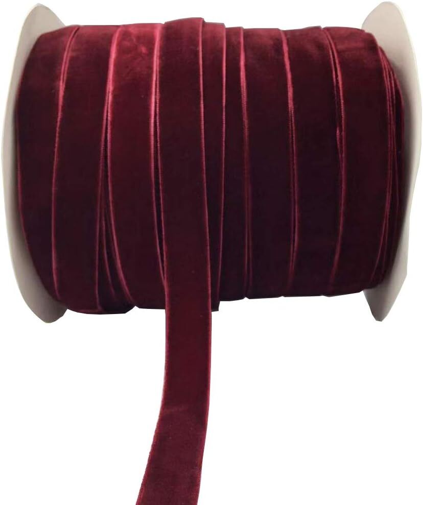 10 Yards Velvet Ribbon Spool (Wine, 5/8