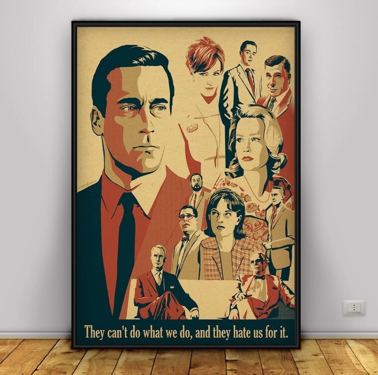 Mad Men Vintage Kraft Paper Wall Art Print for Home Decor