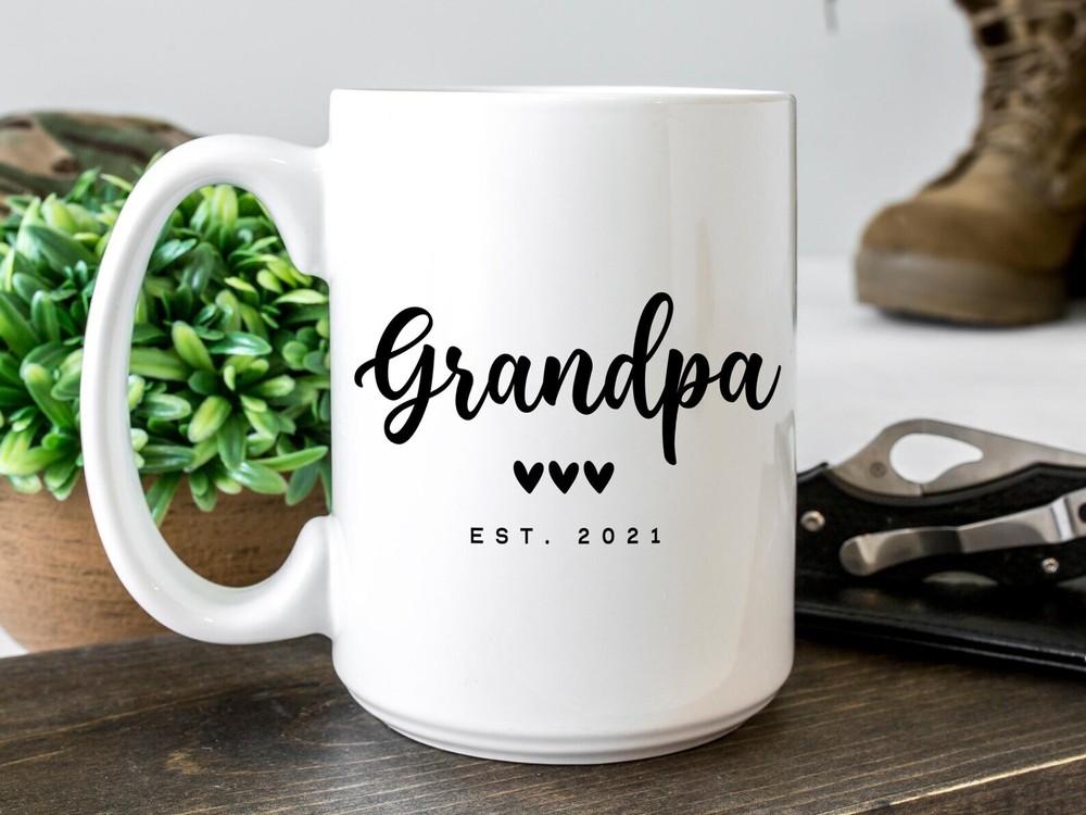 Grandpa Est Coffee Mug Pregnancy Announcement Coffee Mug Custom Gift To Announce
