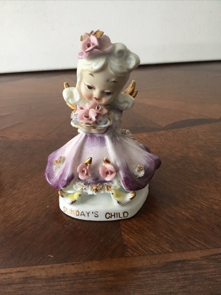 VINTAGE LEFTON THURSDAY'S CHILD CERAMIC ANGEL 1946-50 #K8281 MCM VGC 4