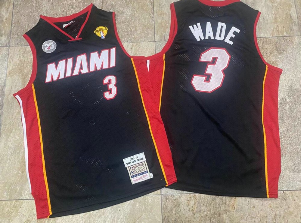 Miami Heat Dwyane Wade Black NBA Finals basketball retro jersey