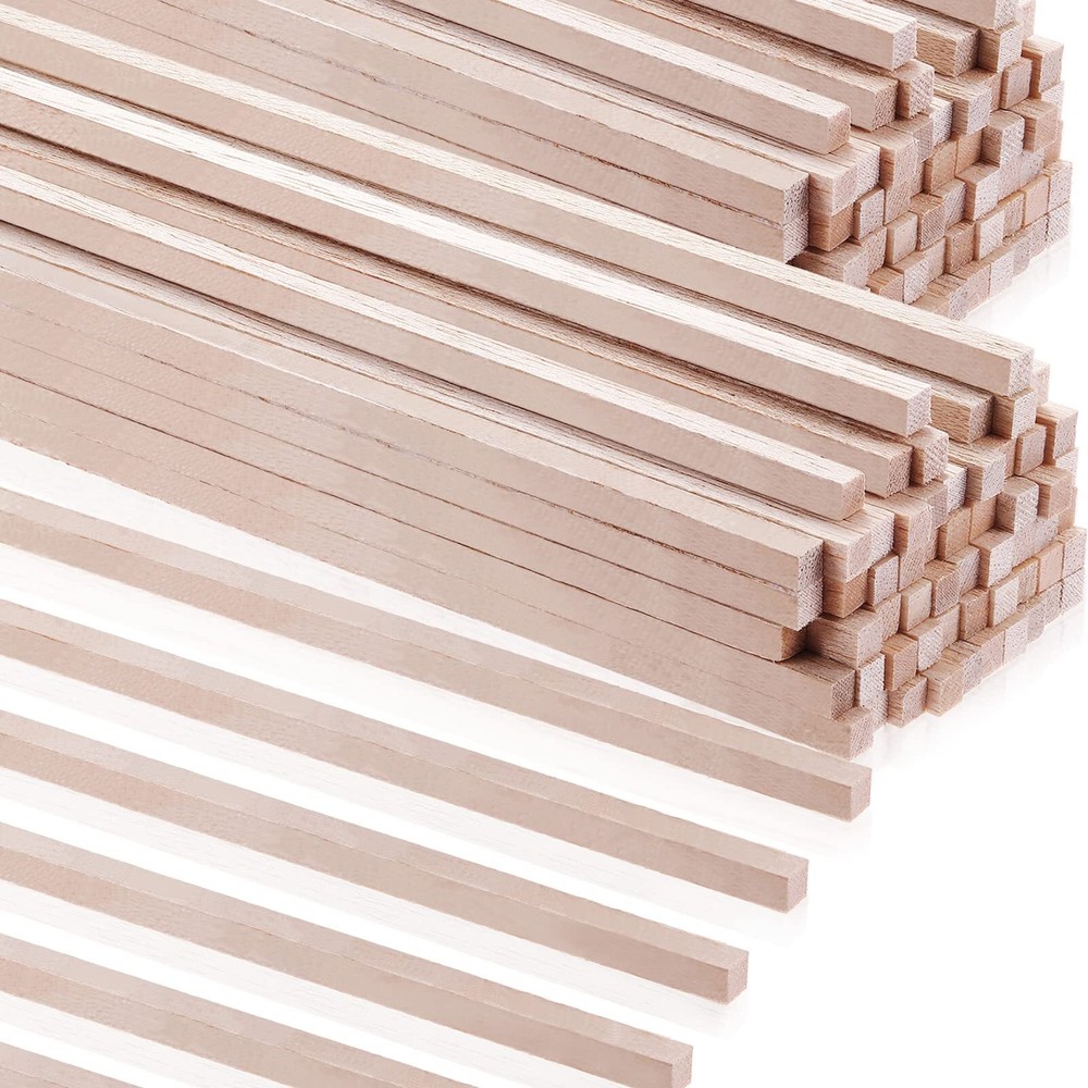 Balsa Wood Sticks 1/8 x 1/8 x 12 Inch Hardwood Square Dowels Unfinished Woode...