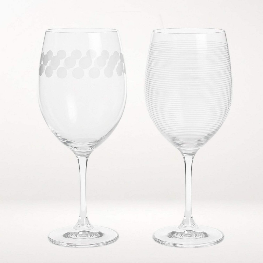 Mikasa Cheers Etched Wine Glasses | 9.25” x 3” | Set of 2 | Great Condition