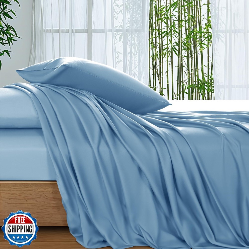 SONORO KATE Bamboo Viscose Sheets Cal King Size Ultra Breathable Soft Cooling