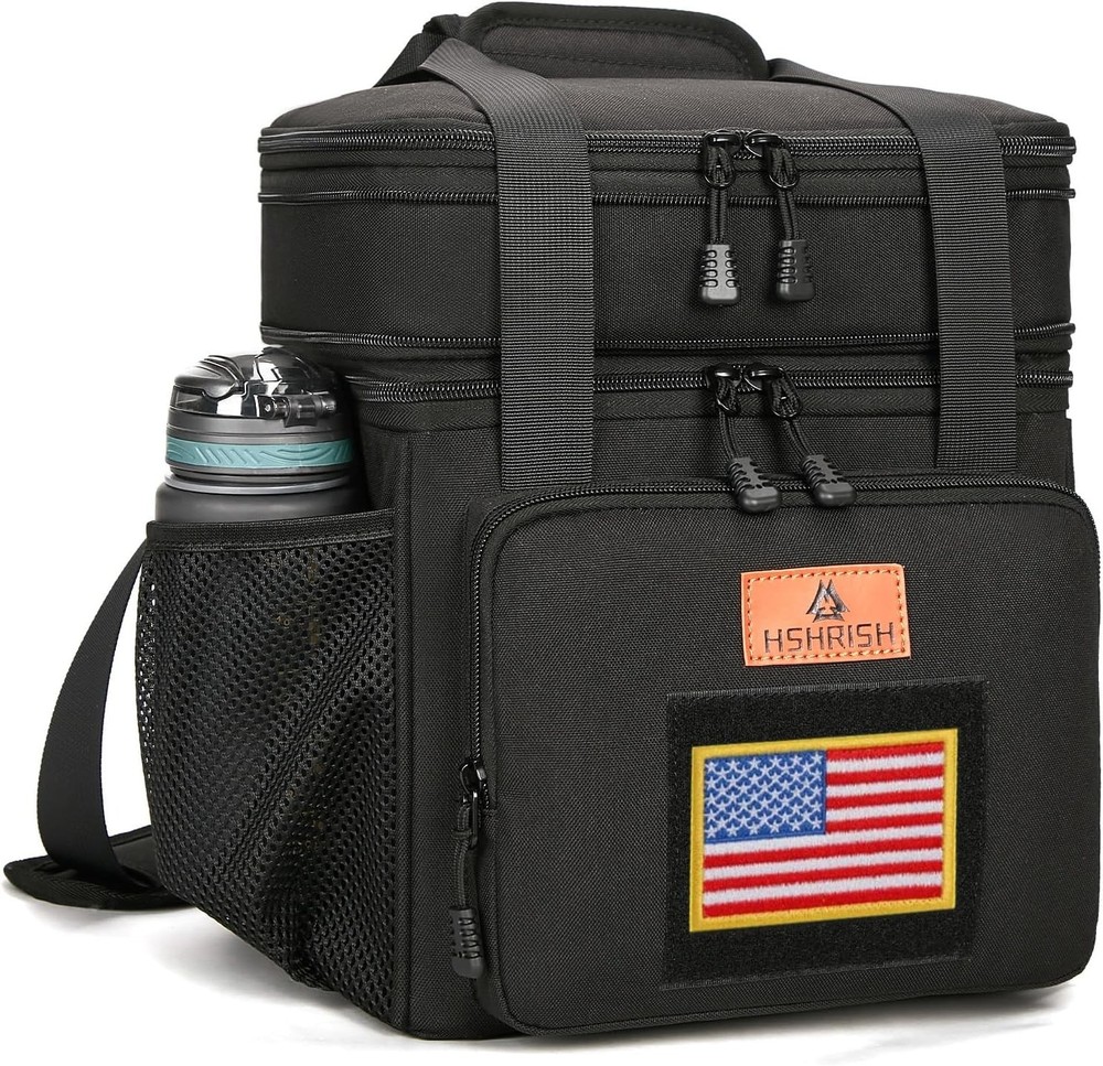 Double Deck Insulated Lunch Box, Expandable Large Lunch Bag Leakproof Cooler