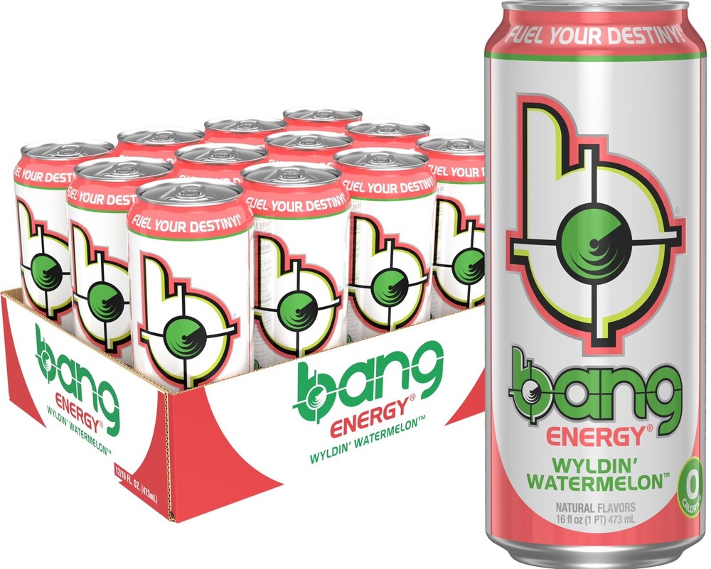 Bang Energy Wyldin’ Watermelon, Sugar-Free Energy Drink, 16-Ounce Pack of 12