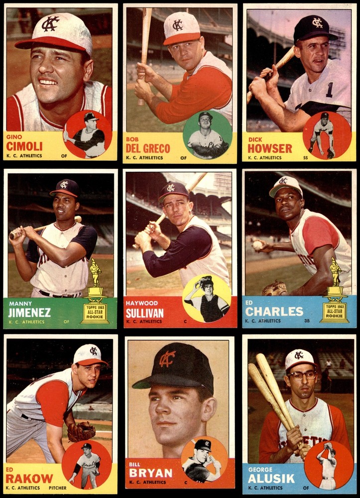 1963 Topps Kansas City Athletics ( A's ) Near Team Set 6.5 - EX/MT+ 6883670