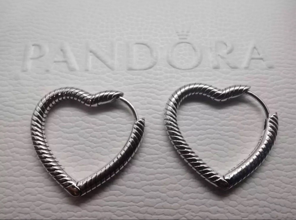 Authentic Pandora Heart Charm Hoop Earrings 292236C00