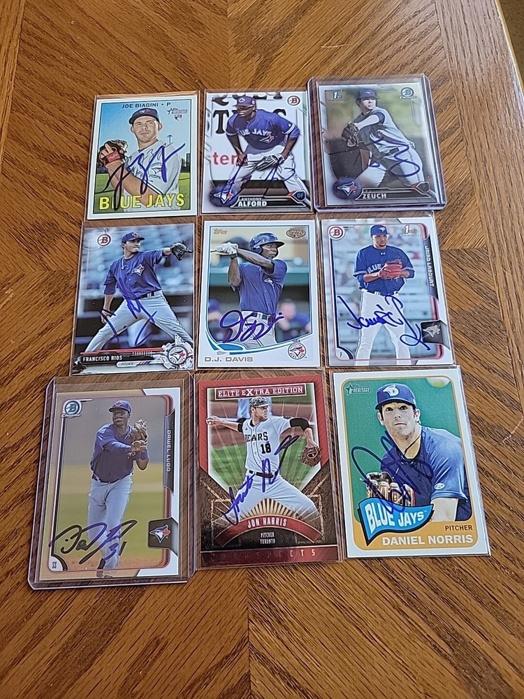 Toronto Blue Jays 9 Card Lot Signed IP Auto Rookie RC 1st Bowman Chrome Norris