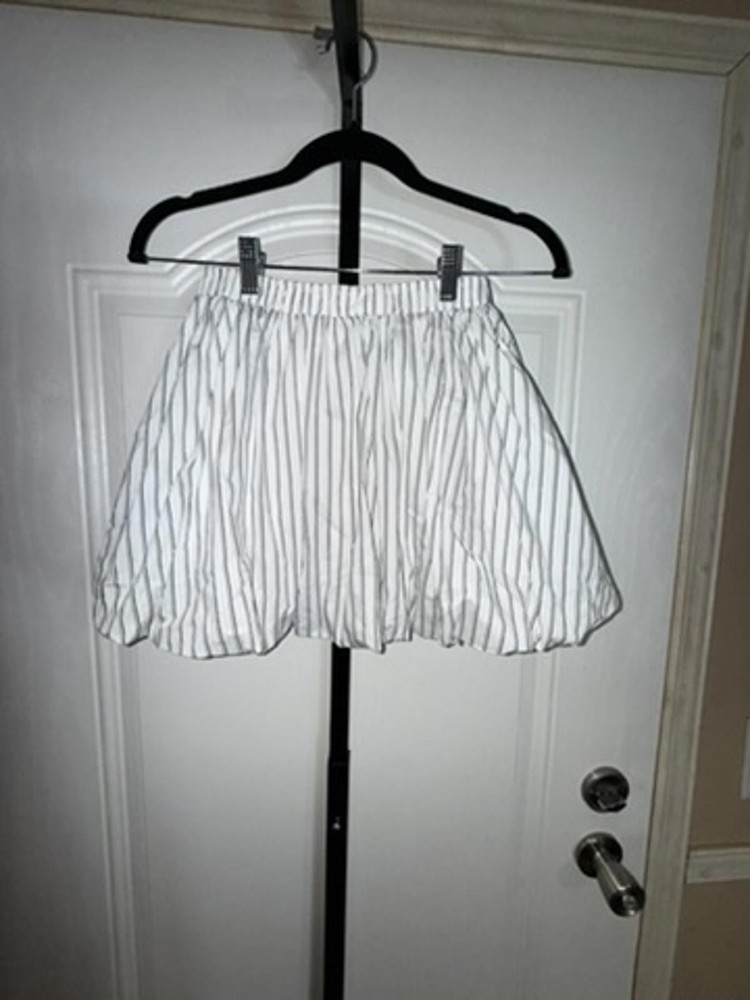 Commense XS White Black Striped Bubble Mini Skirt New With Tags