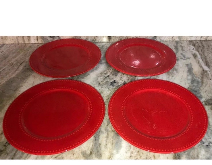 4 Royal Norfolk Red 10 1/2”Dinner Snack Bread Dessert Plates