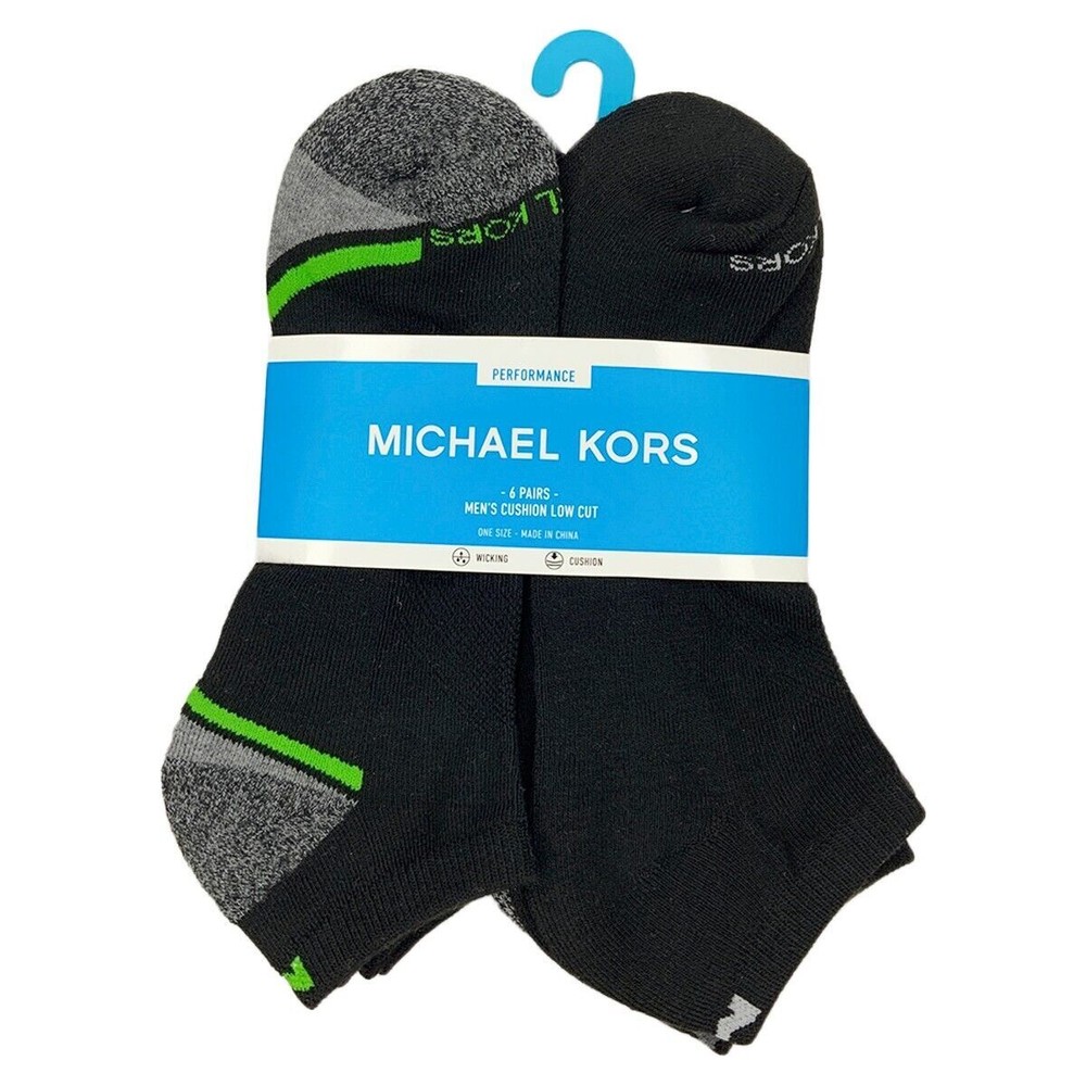 MSRP $26.99 NWT 6-PAIRS PACK MICHAEL KORS MEN'S BLACK LOW CUT SOCKS SIZES 7-12