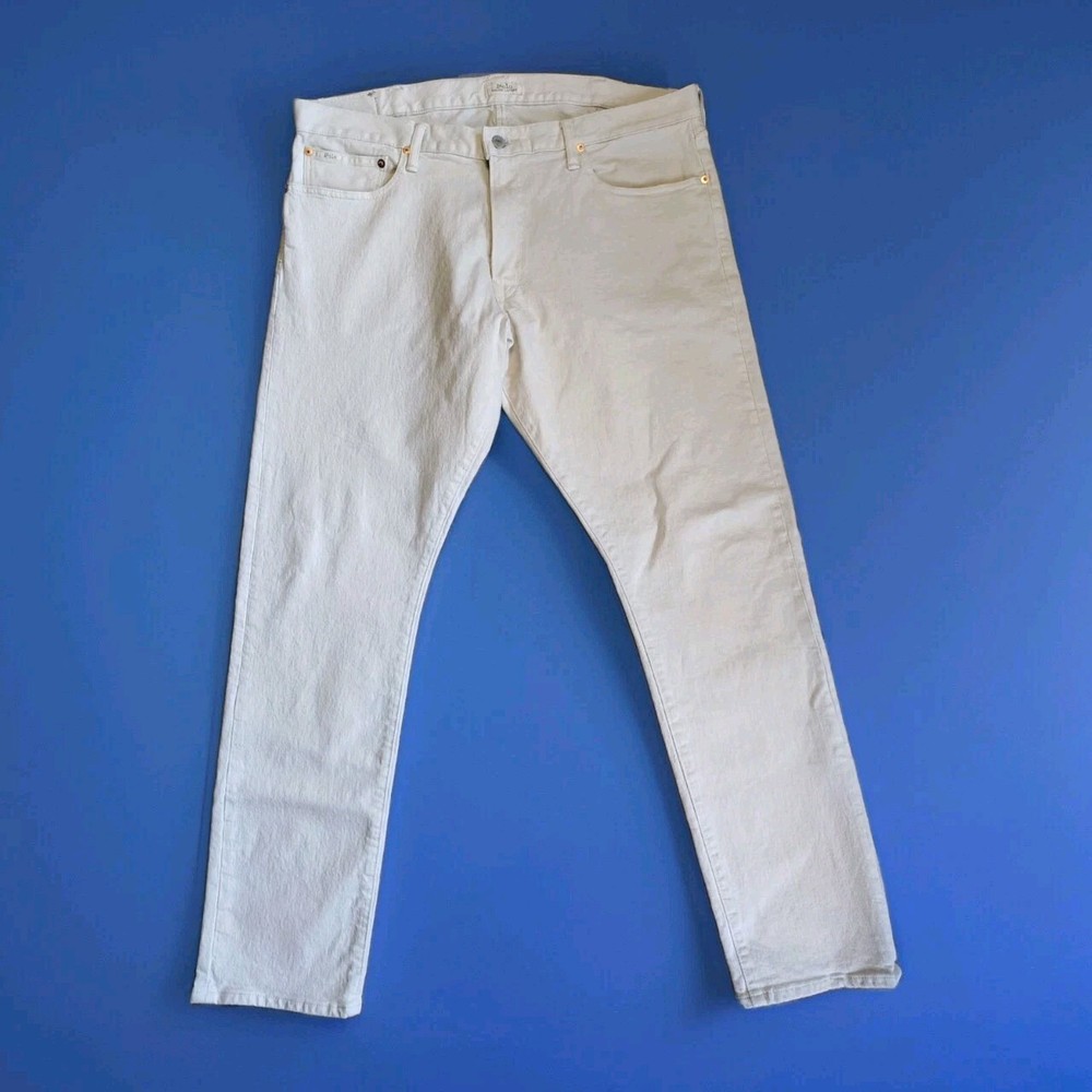 Polo Ralph Lauren Mens White Sullivan Slim Stretch Fit Denim Jeans 38X32 NWOT