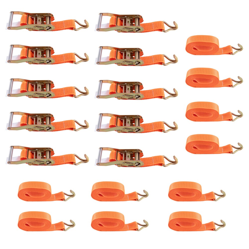 10x 6m 5000kg 5 ton Ratchet Strap Tie Down J Hook lorry lashing straps New