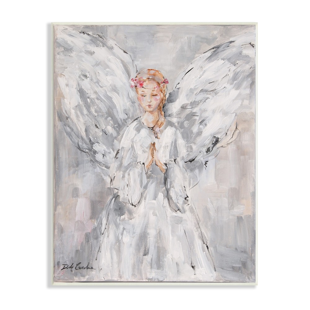 Stupell Heaven's Angel in Prayer Vintage Farmhouse Portrait Brown 10 x 15