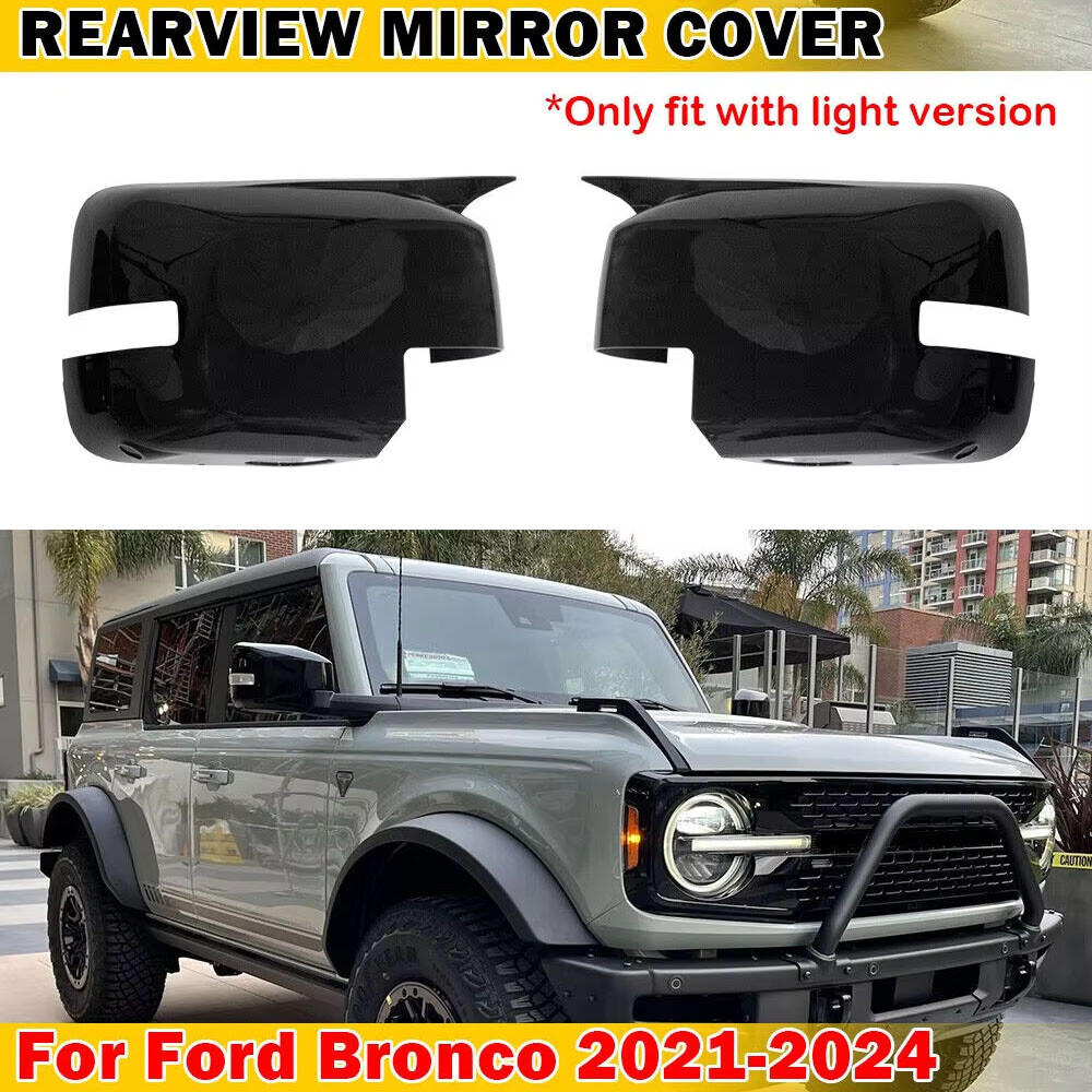 For Ford Bronco 2021-2024 Rearview Side Mirror Cover Wing Cap Trim Add on Carbon