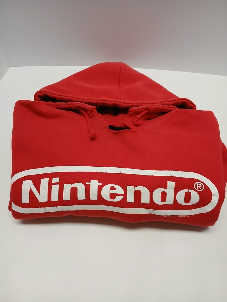 Vintage Nintendo Hoodie Thrashed Men's Large 2005 Pullover Sweatshirt Y2K Gamer