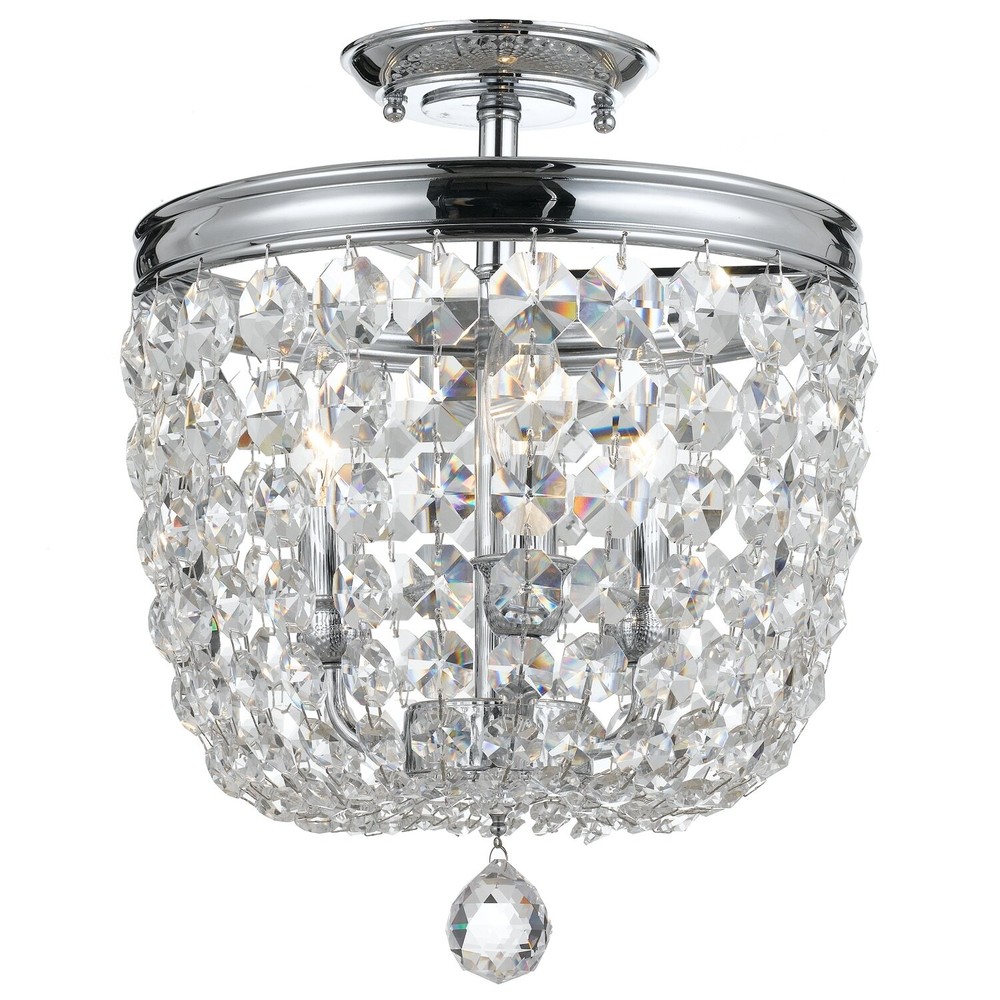 Archer 3 Light Crystal Polished Chrome Ceiling Mount - Polished Chrome 11.5'' W