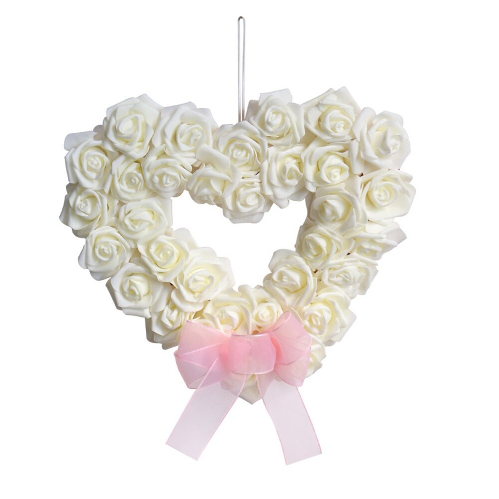 Valentine's Day Heart Shaped Wreath Floral Rose Garland Door Wreath for3353