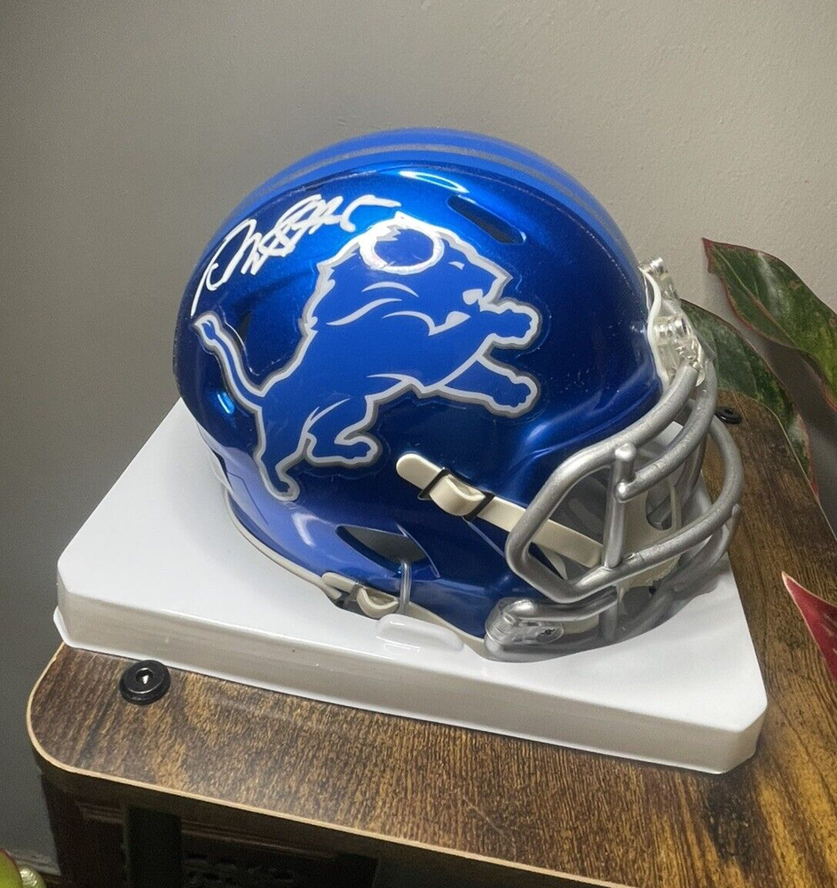 RB DAVID MONTGOMERY DETROIT LIONS ALTERNATE MINI-HELMET AUTO SIGNED COA
