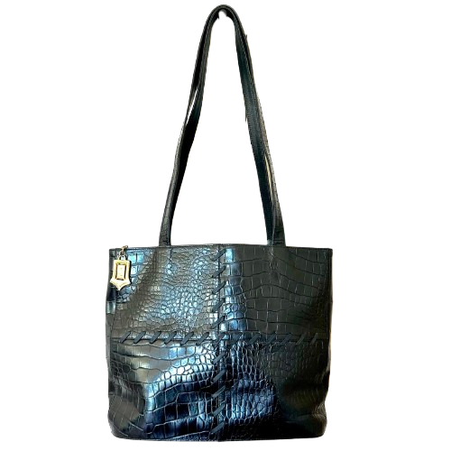 Yves Saint Laurent Vintage Black Leather Shoulder Tote Bag Auth 0148