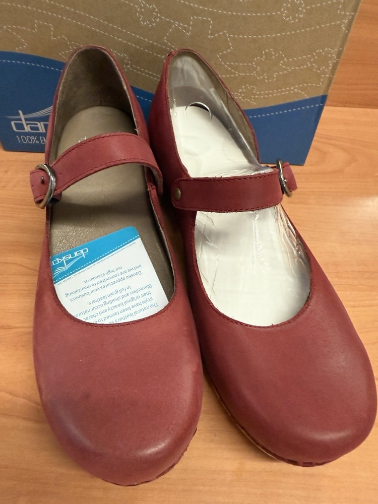 DANSKO Missy red Nubuck Leather Mary Janes Clogs 40 /9Comfort Shoes