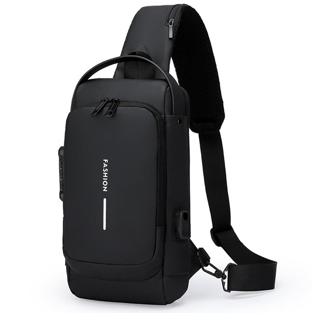 Men’s Anti-Theft USB Charging Waterproof Crossbody Sling Bag Daypack