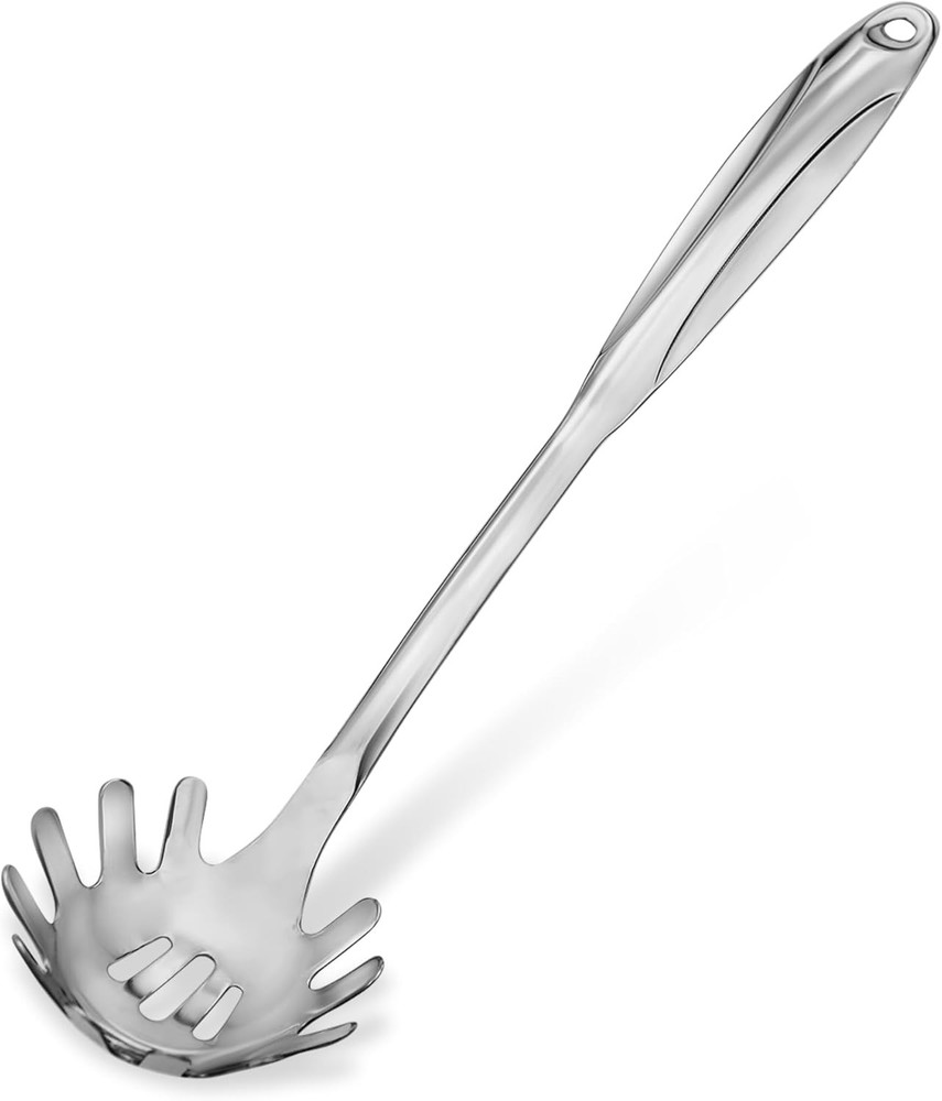Stainless Steel Pasta Serving Spoon – Pasta Spoon with Teeth - Elegant One-Pi...