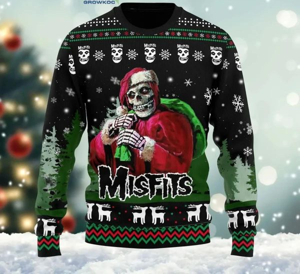 Misfits Santa Skull Merry Christmas Ugly Sweater MI8H96
