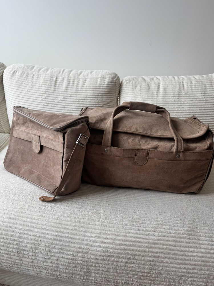 Hartmann Brown Travel Duffel + Carry Case Weekender Vintage Set (No Strap)
