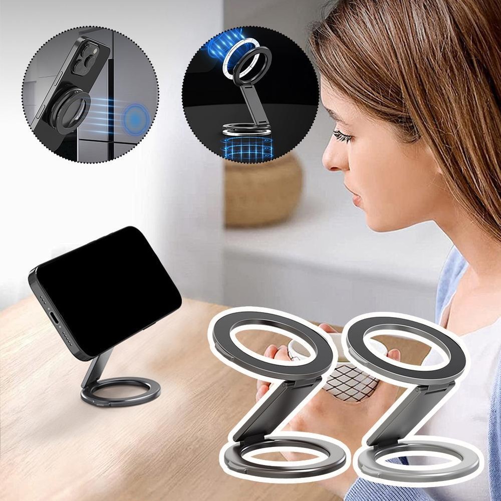 Dual Magnet Car Phone Holder for IPhone Rotating Folding for Mag Safe M9