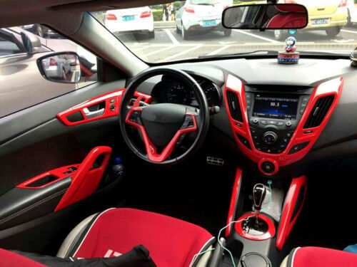 Red ABS Car Interior Kit Cover Trim For 2012-2016 2017 Hyundai Veloster15pcs