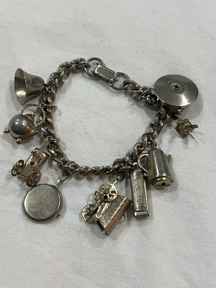Vintage Silver Tone Charm Bracelet