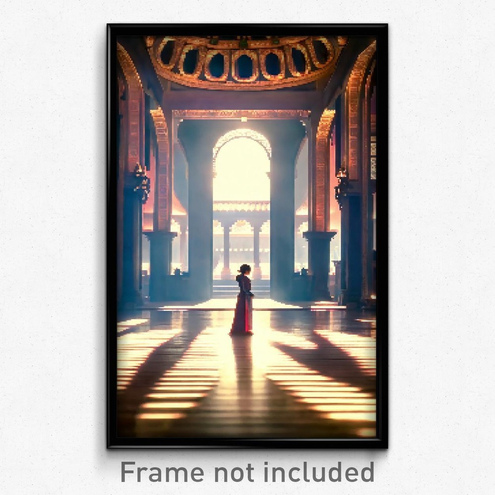 Pixel Art Poster - Peaceful Palace (8 Bit Psychedelic Trippy Video Game Print)