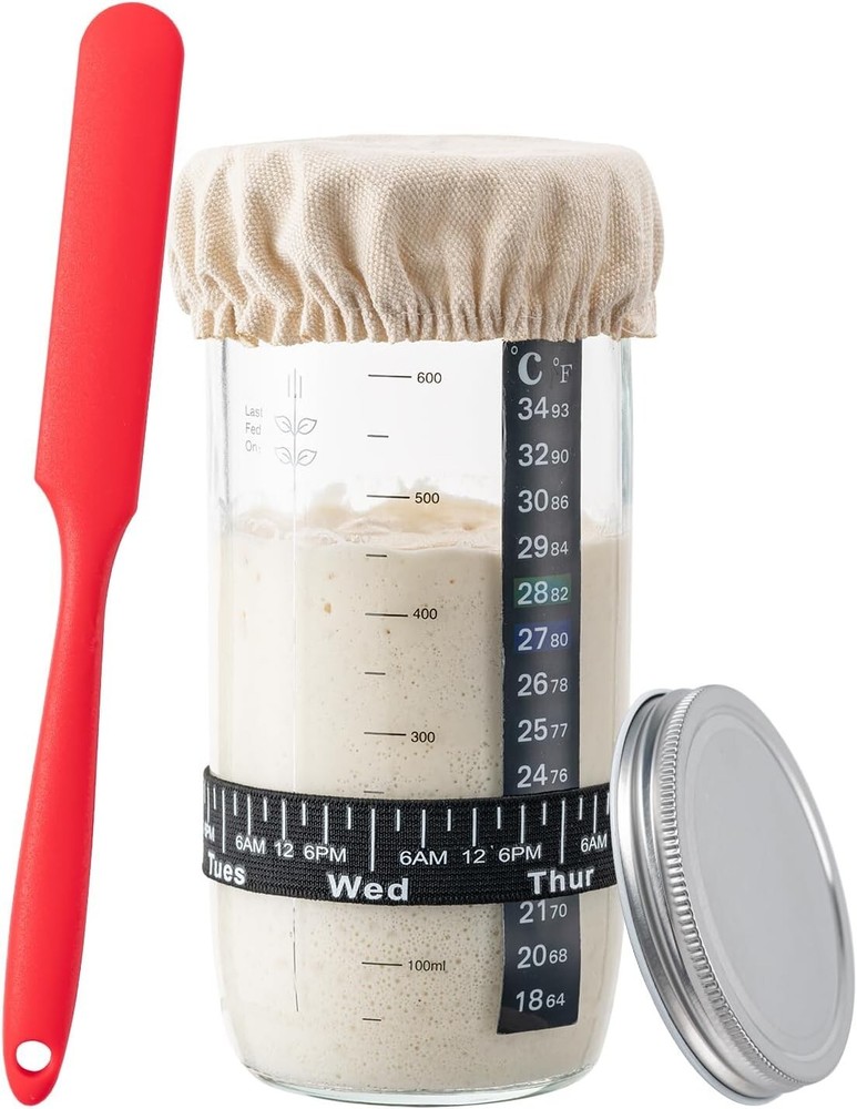 Sourdough Starter Jar 24Oz Sourdough Bread Baking Supplies Fermentation Kit New