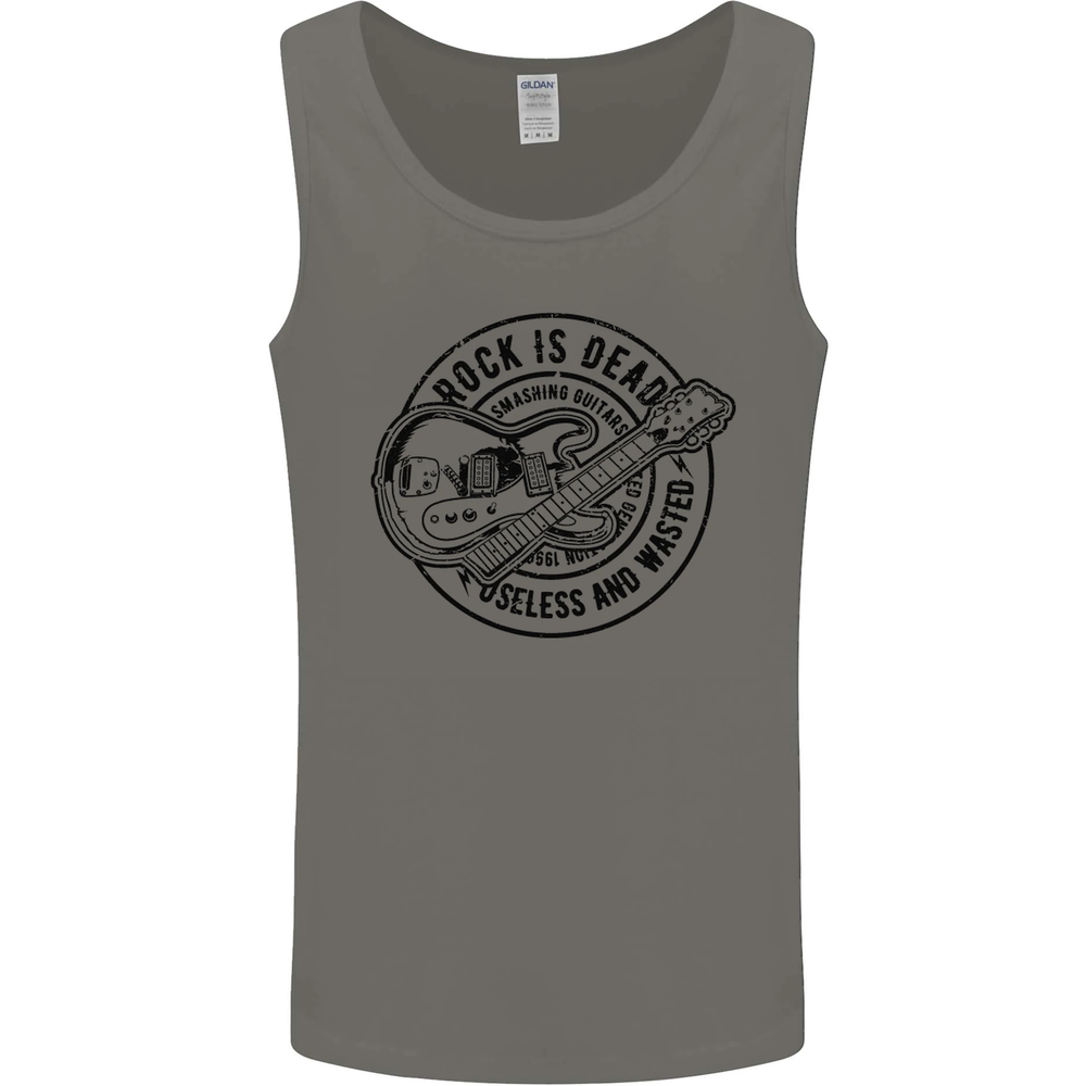 Rock Is Dead Funny Music Rock n Roll Guitar Mens Vest Tank Top