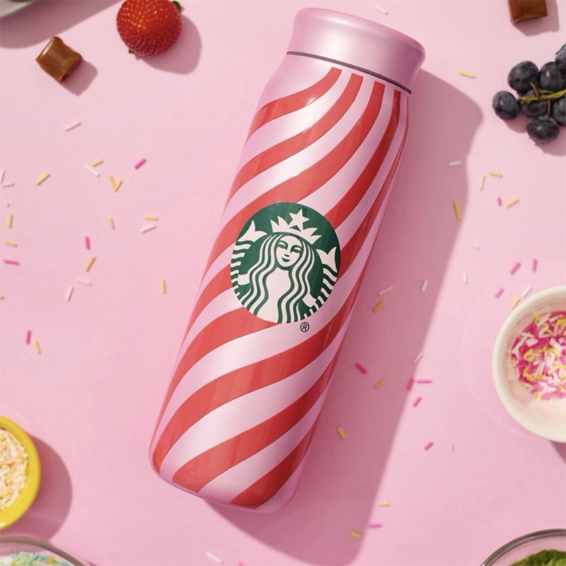 Starbucks China 2025 Summer Frappuccino Party Pink Stripe 21oz SS Tumbler