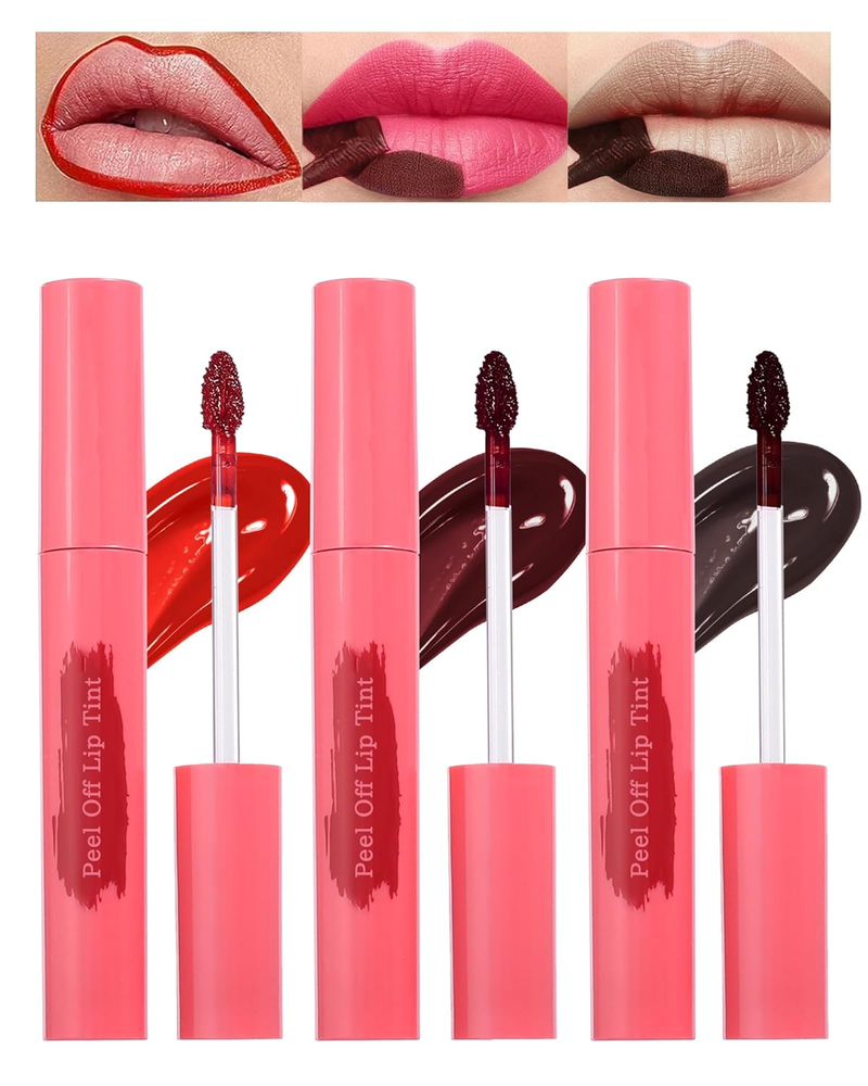 Peel off Lip Tint Stain Set-3Pcs Tattoo Lip Liner Stain Lip Gloss with Matte Fin