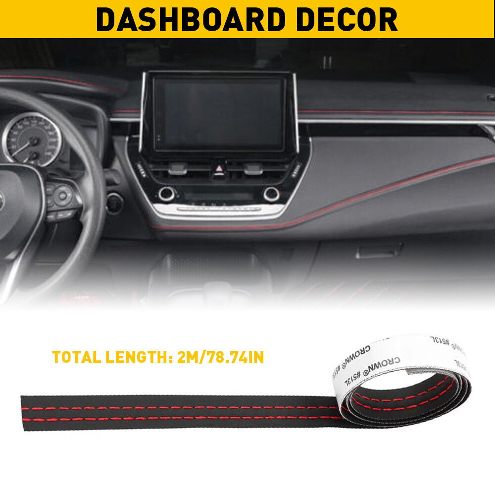 2M PU Leather Car Dashboard Decor Line Strip Sticker Trim Moulding Accessories