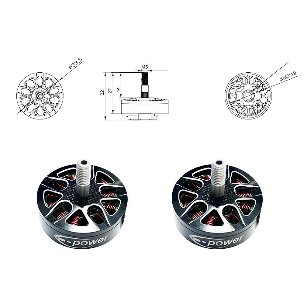 18#AWG200MM X2807 Motor 1300KV 1500KV 1700KV Brushless Motor For FPV 7Inch