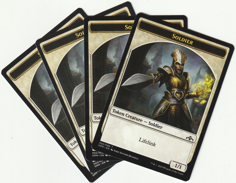✪ 4 MAGIC The Gathering SOLDIER White Token Creature MTG PLAYSET GRN/EN 2018